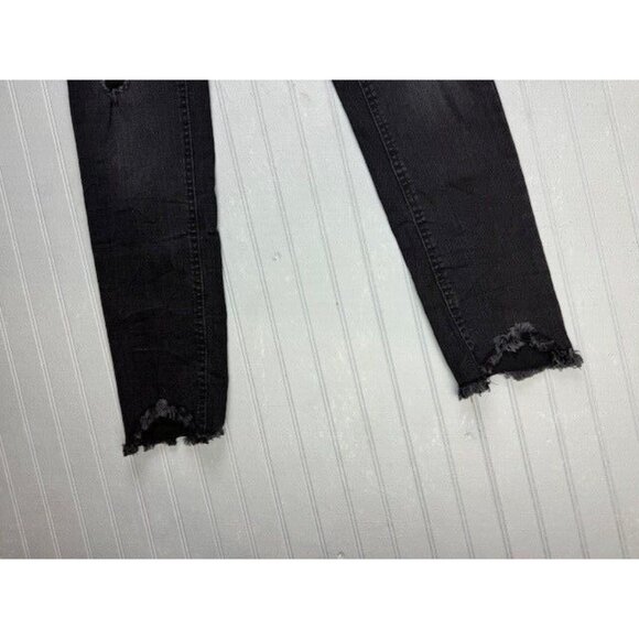 SO Size 16 Womens Jeans Black Skinny Distress Raw Hem Low Rise Stretch - Picture 4 of 4